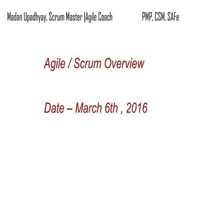 Agile Scrum - Overview