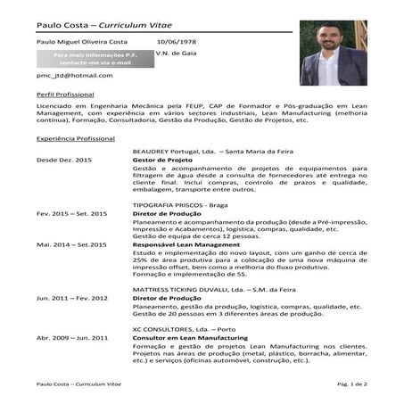 Paulo Costa CV (05-16) PT Publico | PDF