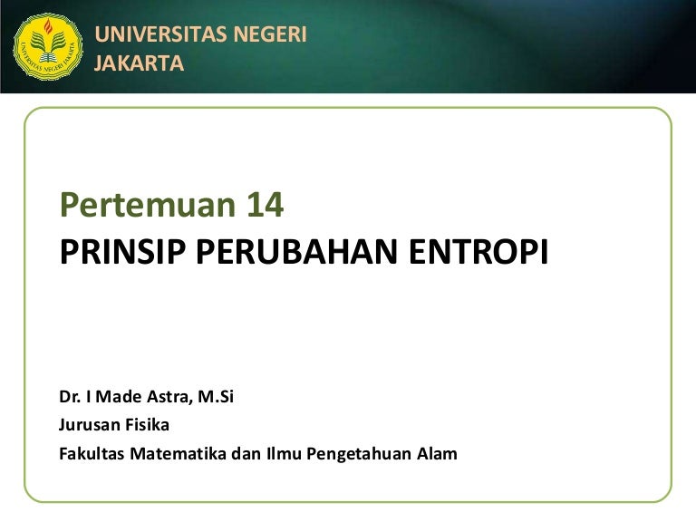 Termodinamika 14 C Prinsip Perubahan Entropi