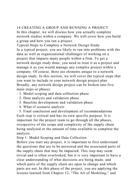 14 CREATING A GROUP AND RUNNING A PROJECTIn this chapter, we wil.docx