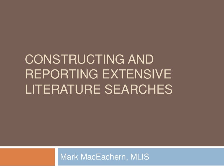 Exhaustive Literature Searching (Systematic Reviews)