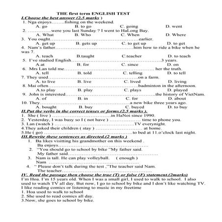 14 de thi hk1 tieng anh chuyen chu van an