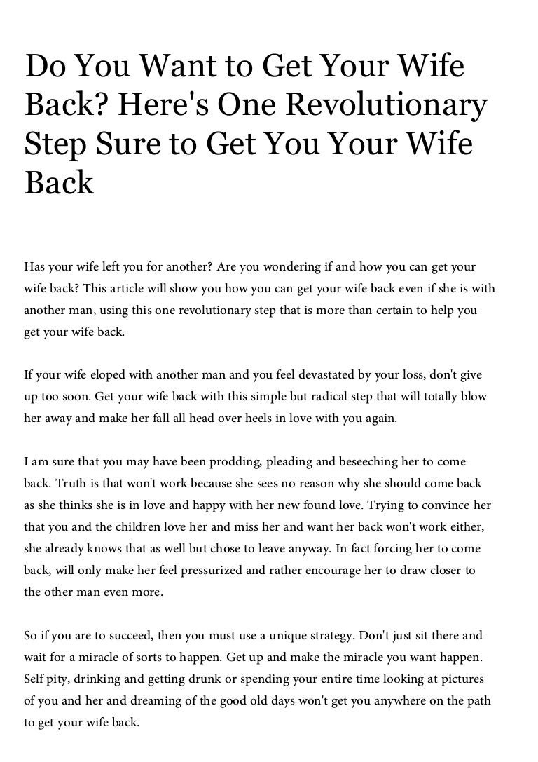 get your wife back