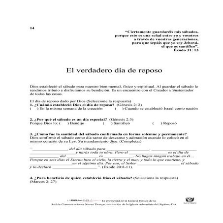 14/23 – El verdadero día de reposo – CURSO BÍBLICO – LA BIBLIA HABLA