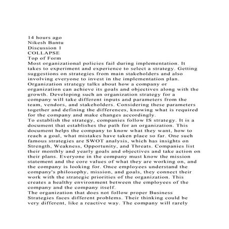 14 hours agoNikesh Bantu Discussion 1COLLAPSETop of Form.docx