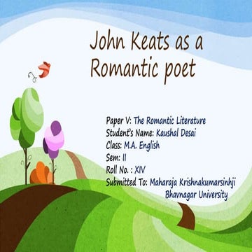 John Keats as a Romantic Poet
