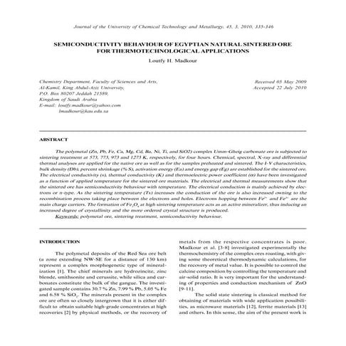 SEMICONDUCTIVITY BEHAVIOUR OF EGYPTIAN NATURAL SINTERED ORE