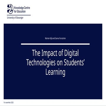 14 November 2025 The Impact of Digital Technologies on Students Learning