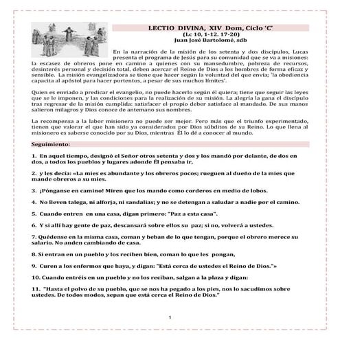 14o. Domingo Tiempo Ordinario - Ciclo C