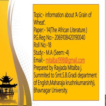 Information about ' A Grain of Wheat'