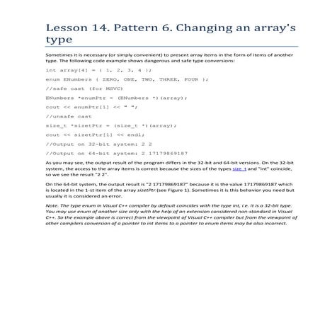 Lesson 14. Pattern 6. Changing an array's type | PDF | Programming ...