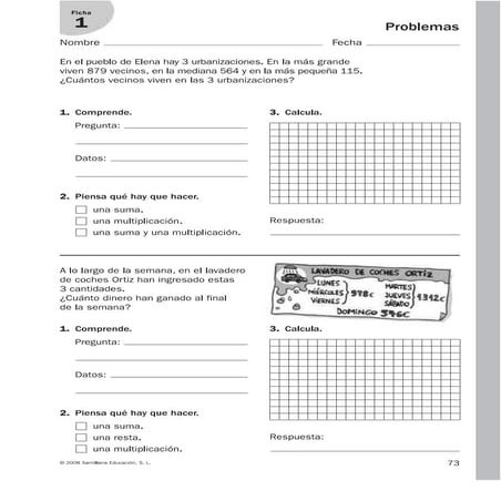 14 problemas 4 primaria