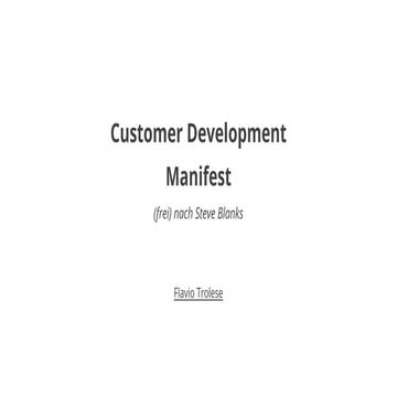 Customer Development  Manifest (Deutsch)