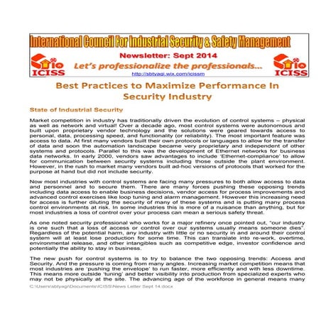ICISS Newsletter Sept 14