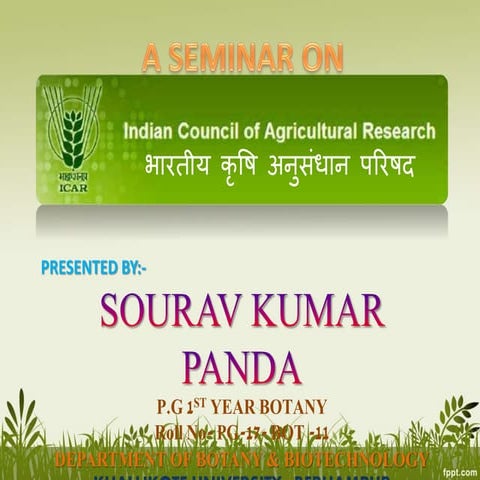 ICAR Indian Council of Agricultural Research भारतीय कृषि अनुसंधान परिषद ...