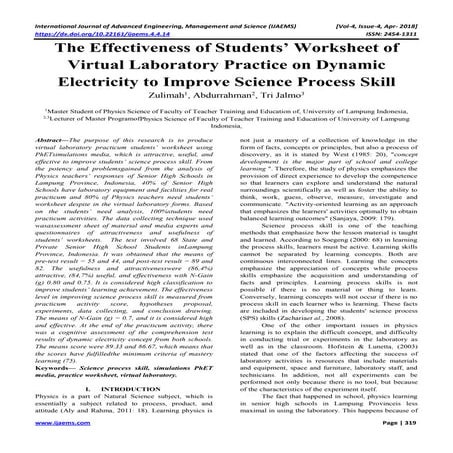 The Effectiveness of Students’ Worksheet of Virtual Laboratory Practice on Dy...