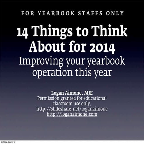 14 Things for Yearbooks Staffs in 2014