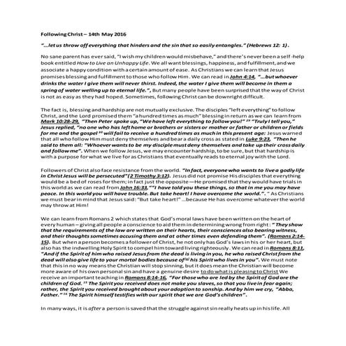 14th may 2016 - Following Christ