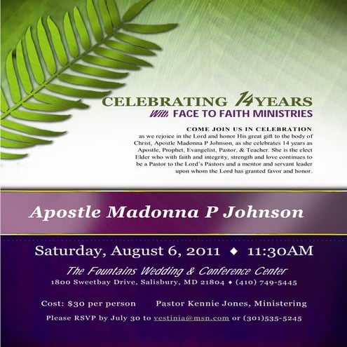 14th pastor's anniversary flyer