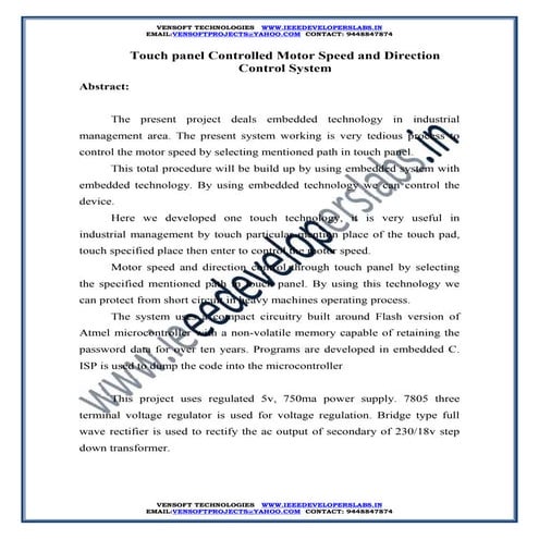 14 touch panel controlled motor speed and direction control system