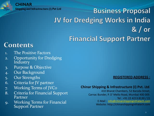 Proposal For Financial Joint Venture Partner