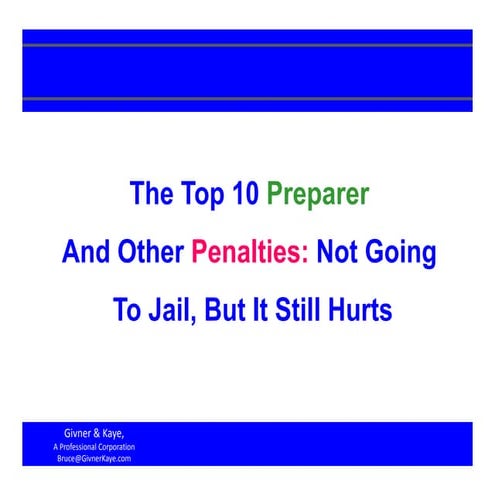 15 06-18 Top 10 Tax Preparer And Other Tax Penalties - Not Going To Jail But ...