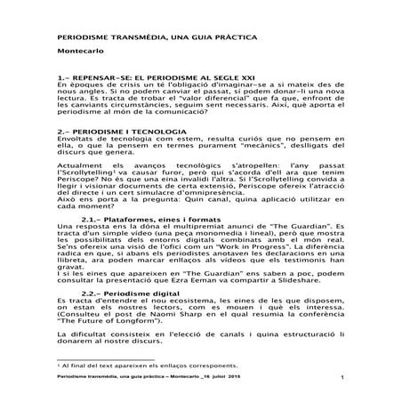 Periodisme Transmèdia. Guia Pràctica.