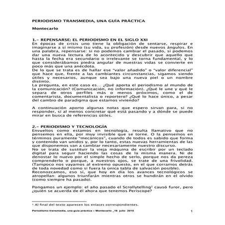 Periodismo Transmedia. Guía Práctica