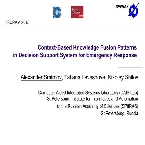 Context-Based Knowledge Fusion Patterns in Decision Support System for Emerge...