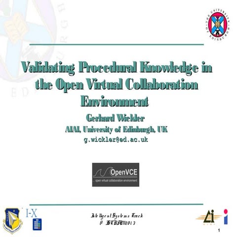 Validating Procedural Knowledge in the Open Virtual Collaboration Environment