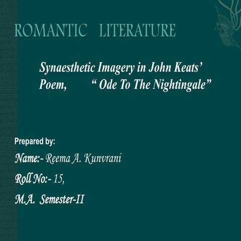 Synaesthtic Imagery in John Keats'Poem | PPTX