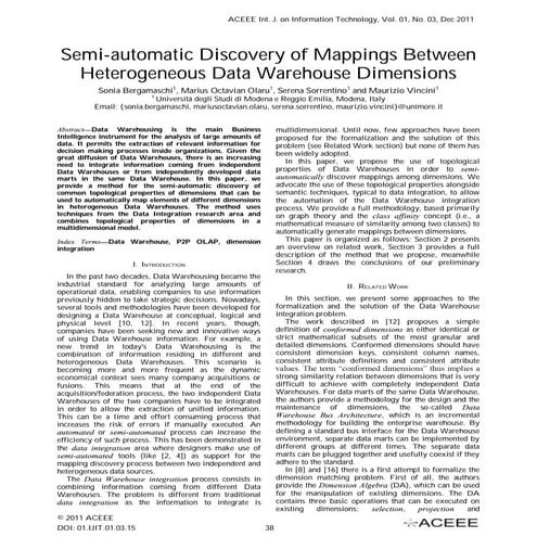 Semi-automatic Discovery of Mappings Between Heterogeneous Data Warehouse Dim...