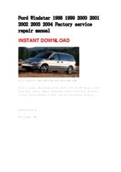 Ford Windstar Repair Manual 1995 2003