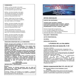 GUIÓN DE LA MISA DEL 5º DOMINGO TO....