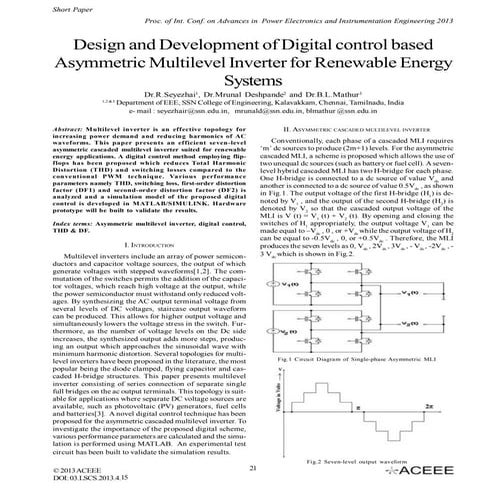 Design and Development of Digital control based Asymmetric Multilevel Inverte...