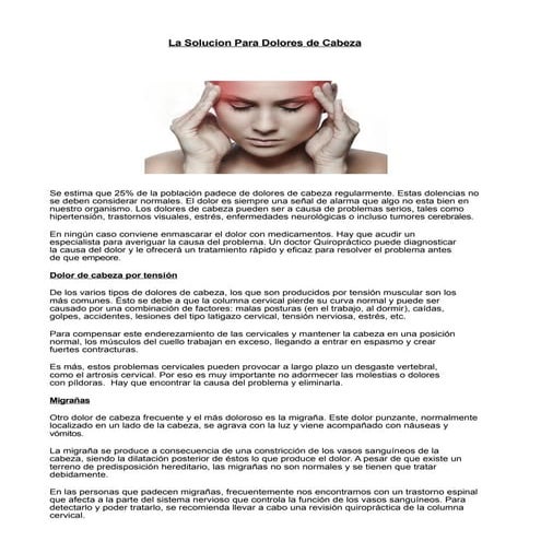 Quiropractico Cusco - La Solucion Para Dolores de Cabeza