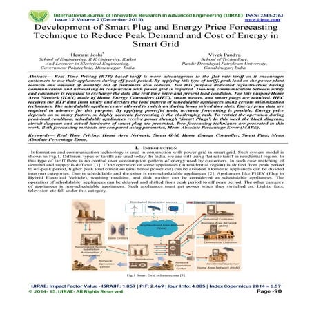 Development of Smart Plug and Energy Price Forecasting Technique to Reduce Pe...