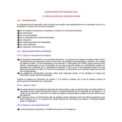 15.  regulación del sistema inmune