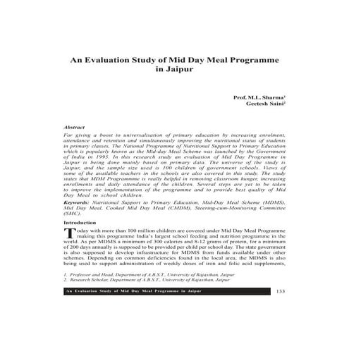 MID DAY MEAL SCHEME | PDF