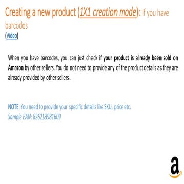 1x1 product listing  products already on amazon