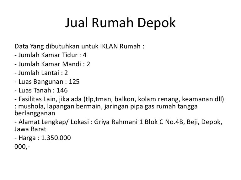 Jual Rumah Pesona Depok Estate