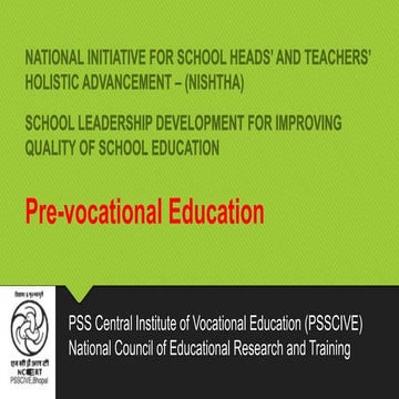Module 15: Pre-Vocational Education
