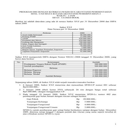 Latihan Soal Akuntansi Pemerintah II