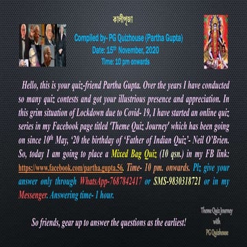 15.11.2020  Kali Puja - Question