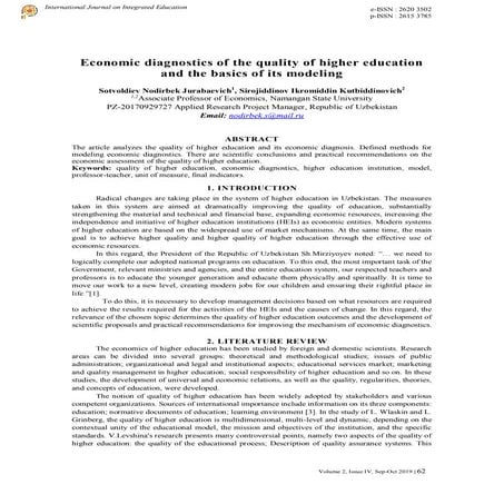 Economic diagnostics of the quality of higher education and the basics of its...