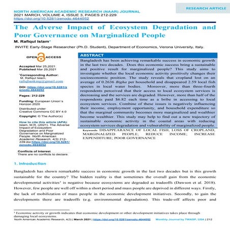 The adverse impact of ecosystem degradation and poor governance on marginaliz...