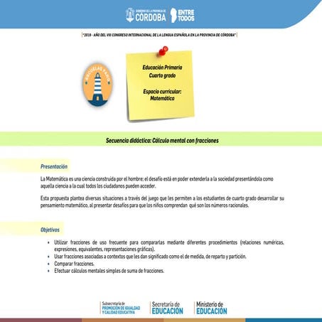 15. Cálculos mentales fracciones para chicos de 4to grado.