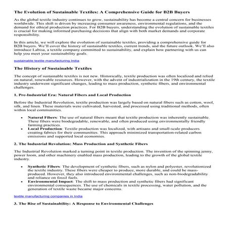 Sustainability in Textile Industry | PPTX