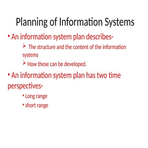 Planning of Information Systems, its data type.