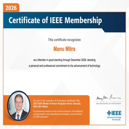 15. IEEE 2026 Member Certificate Manu Mitra